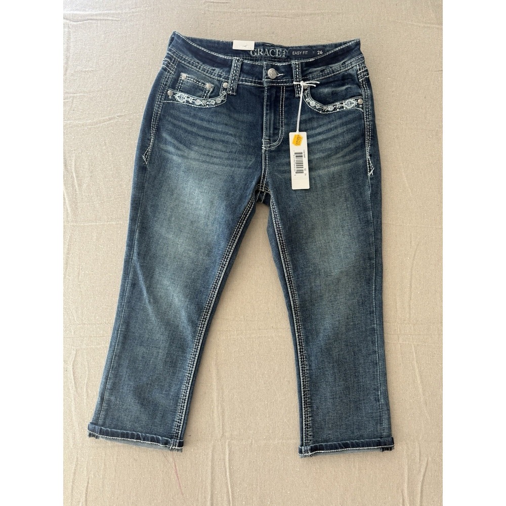 NWT Grace In LA Mid Rise Carpi Easy Fit Size 26